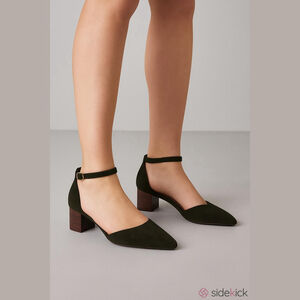 Gibson & Latimer Olive Green Suede Block Heel Pumps 5.5M